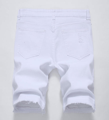 Enrica Men's Ripped Distressed Slim Fit Holes Denim Shorts