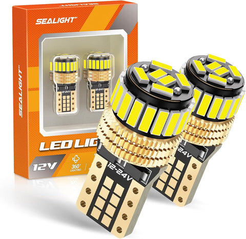 SEALIGHT 194 LED Bulb 6000K White 168 T10 2825 W5W 600% Brightness Wedge Interior Car Bulbs Replacement for License Plate Lights Dome Map Door Courtesy Trunk Parking, 2 PCS