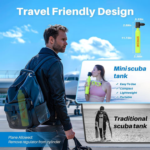 SMACO S300 Mini Scuba Tank, 0.5L Handheld Lung Air Tank