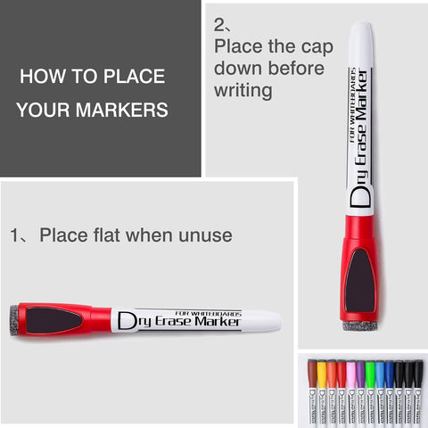 Volcanics Magnetic Green Dry Erase Markers with Eraser Cap, Fine Tip, 12 Count