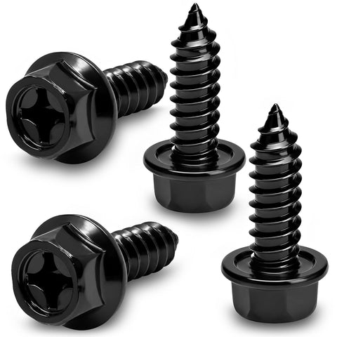 OttoSpeed Rustproof License Plate Screws (4-Pack, Black-Phillips)