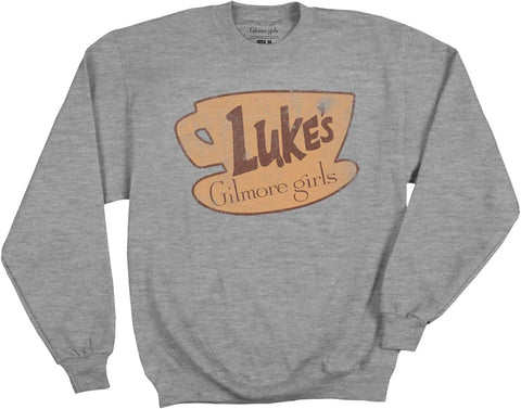 Ripple Junction Gilmore Girls Adult Men's Crewneck Pullover Sweatshirt Luke's Diner Vintage Coffee Logo Officially Licensed