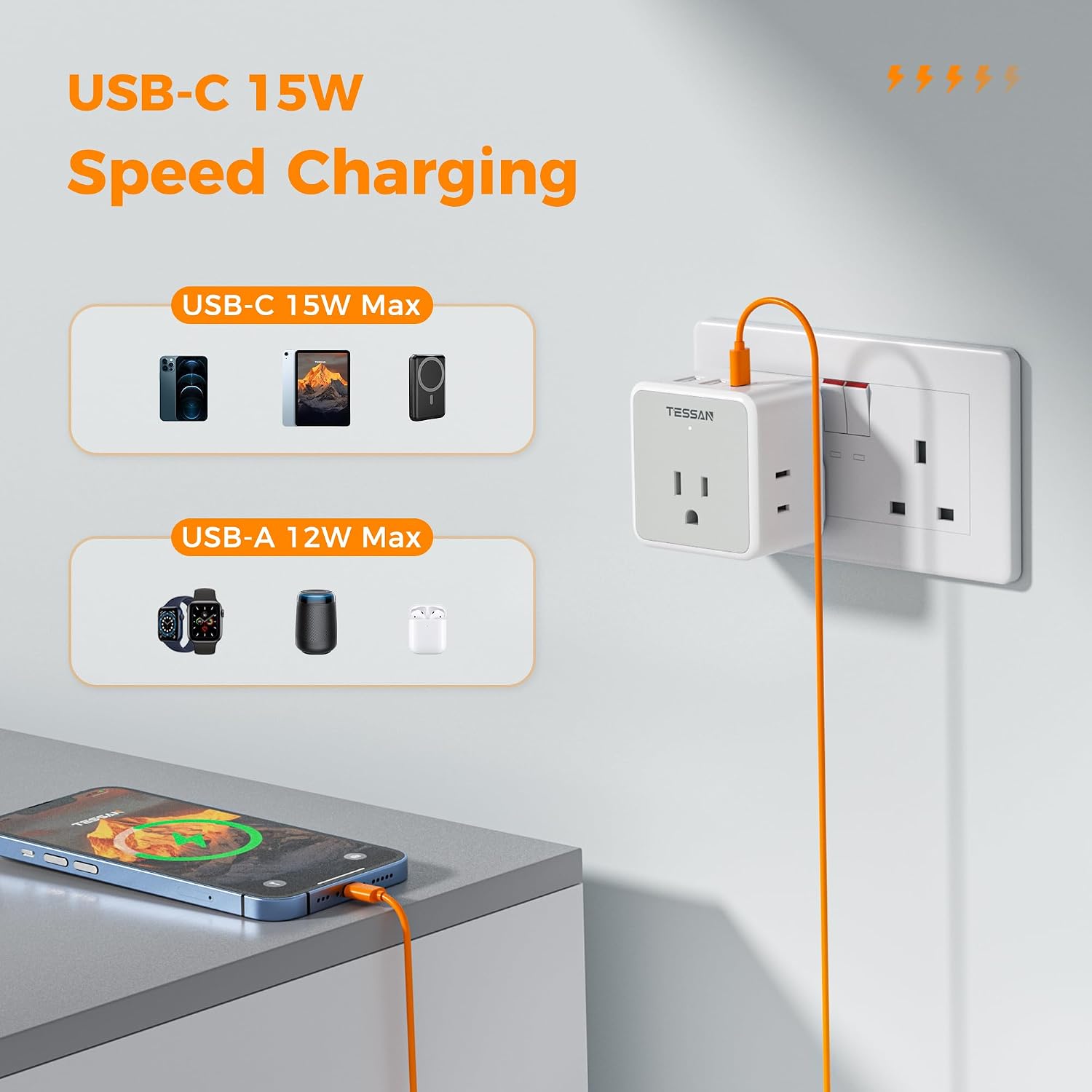 TESSAN 6-in-1 European UK Travel Plug Adapter Kit