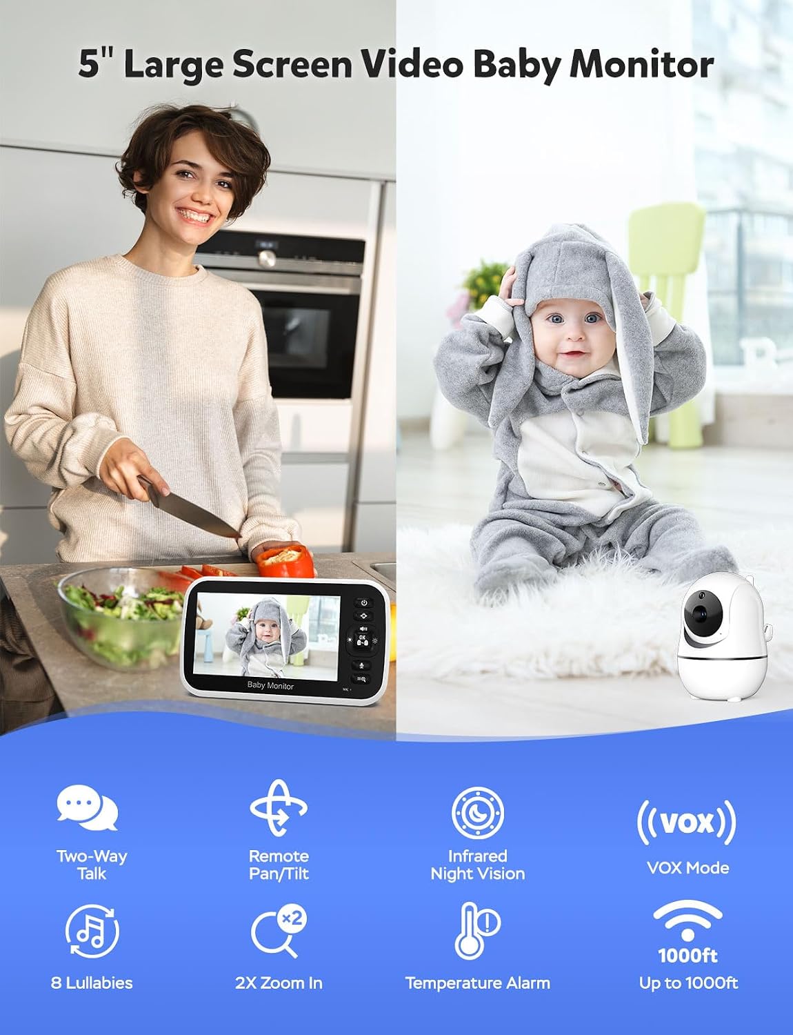 GoodBaby 5" Baby Monitor with Camera and Audio No WiFi
