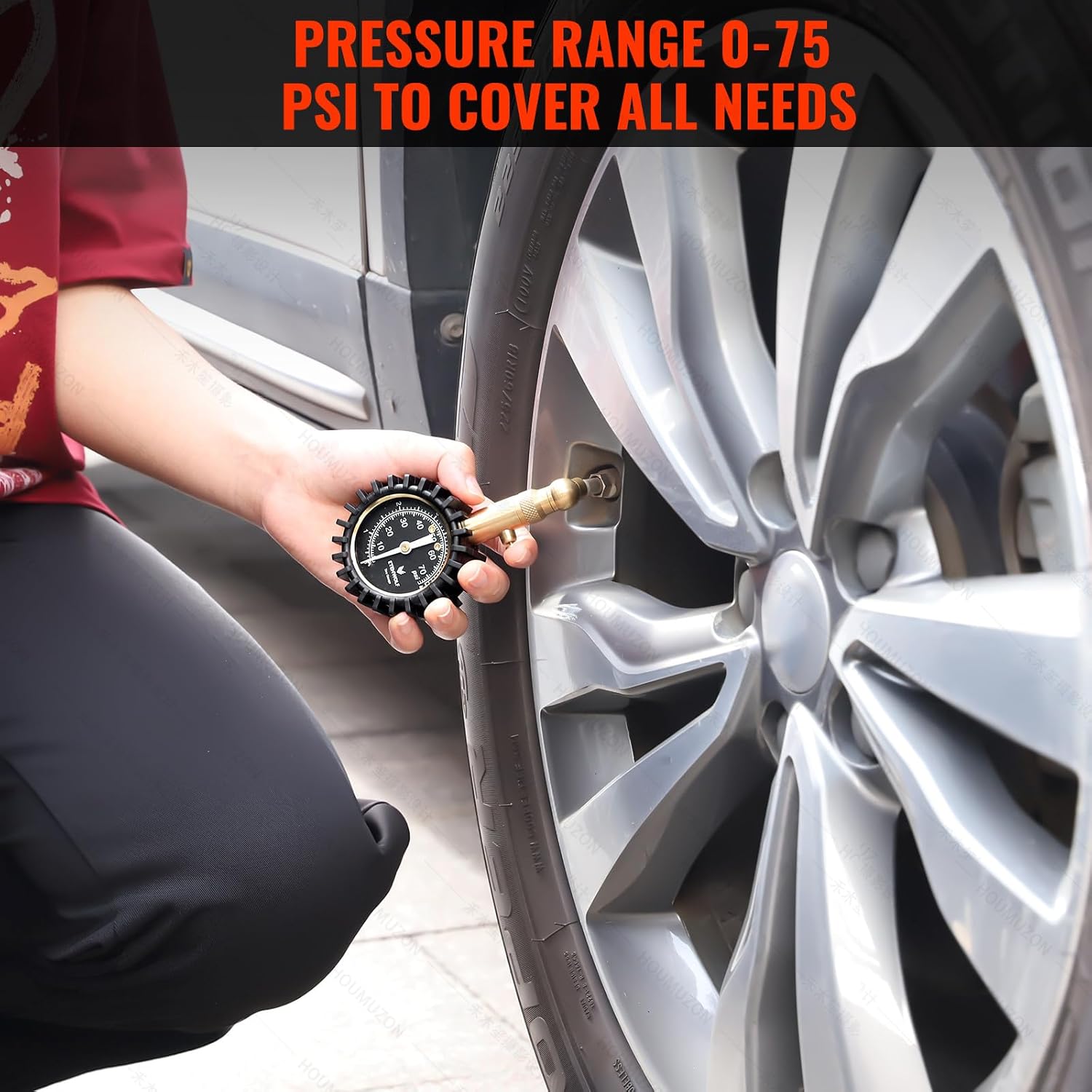 ETENWOLF Tire Pressure Gauge for Cars 0-75 PSI with Large Glow Dial