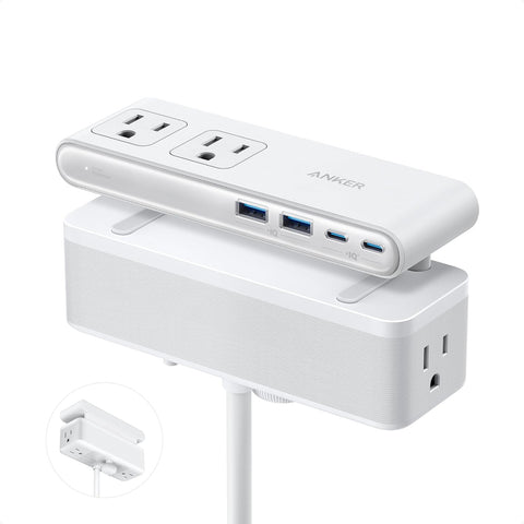 Anker Nano Power Strip, Desk Clamp, 70W Max, 1500J Surge Protector, 2 USB C