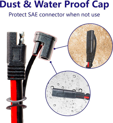BFXM 2PCS 10AWG 6FT SAE Connector Extension Cables with 15& 20A Fuse