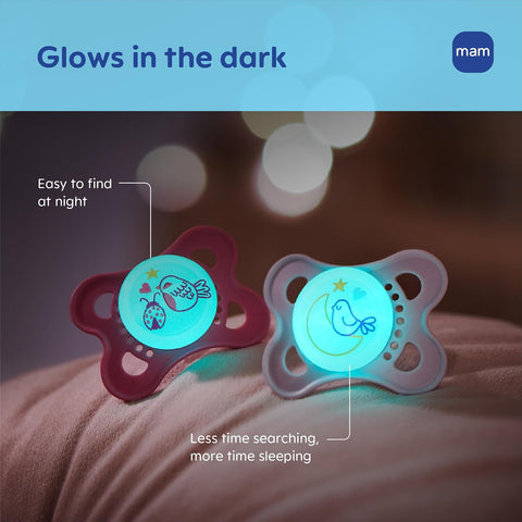 MAM Original Baby Pacifiers 0-6 Months, Glows in The Dark, 4 Pack