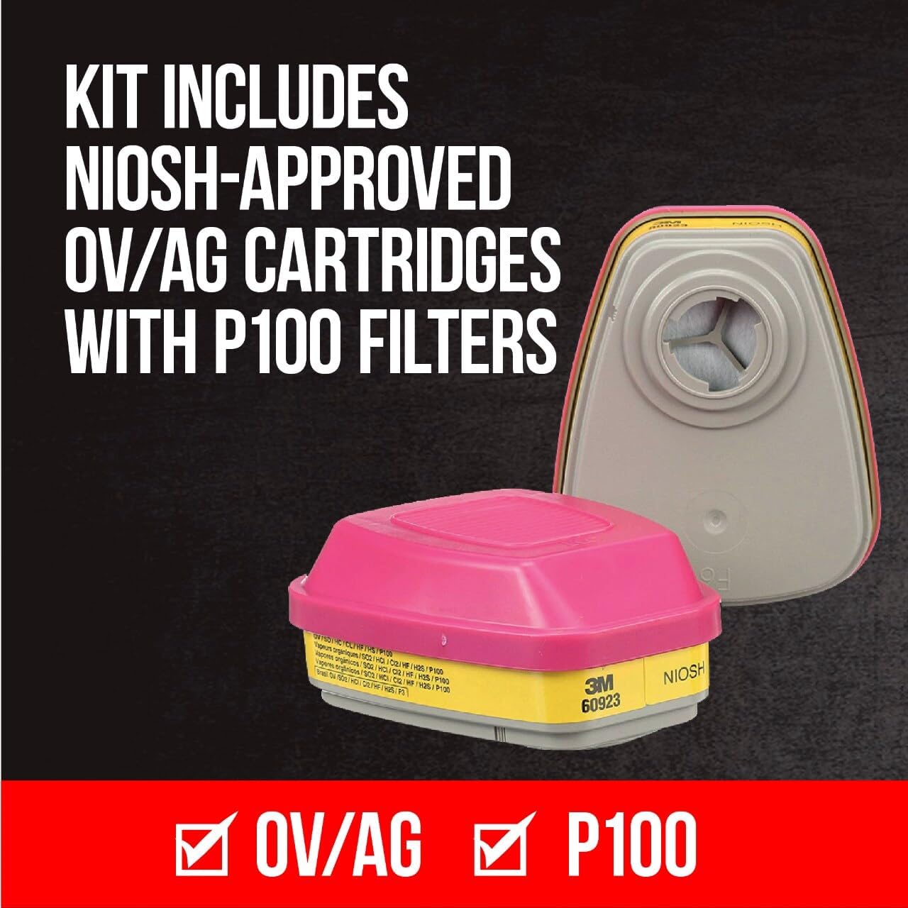 3M P100 / OV/AG Multi-Purpose Reusable Respirator 62023, Medium