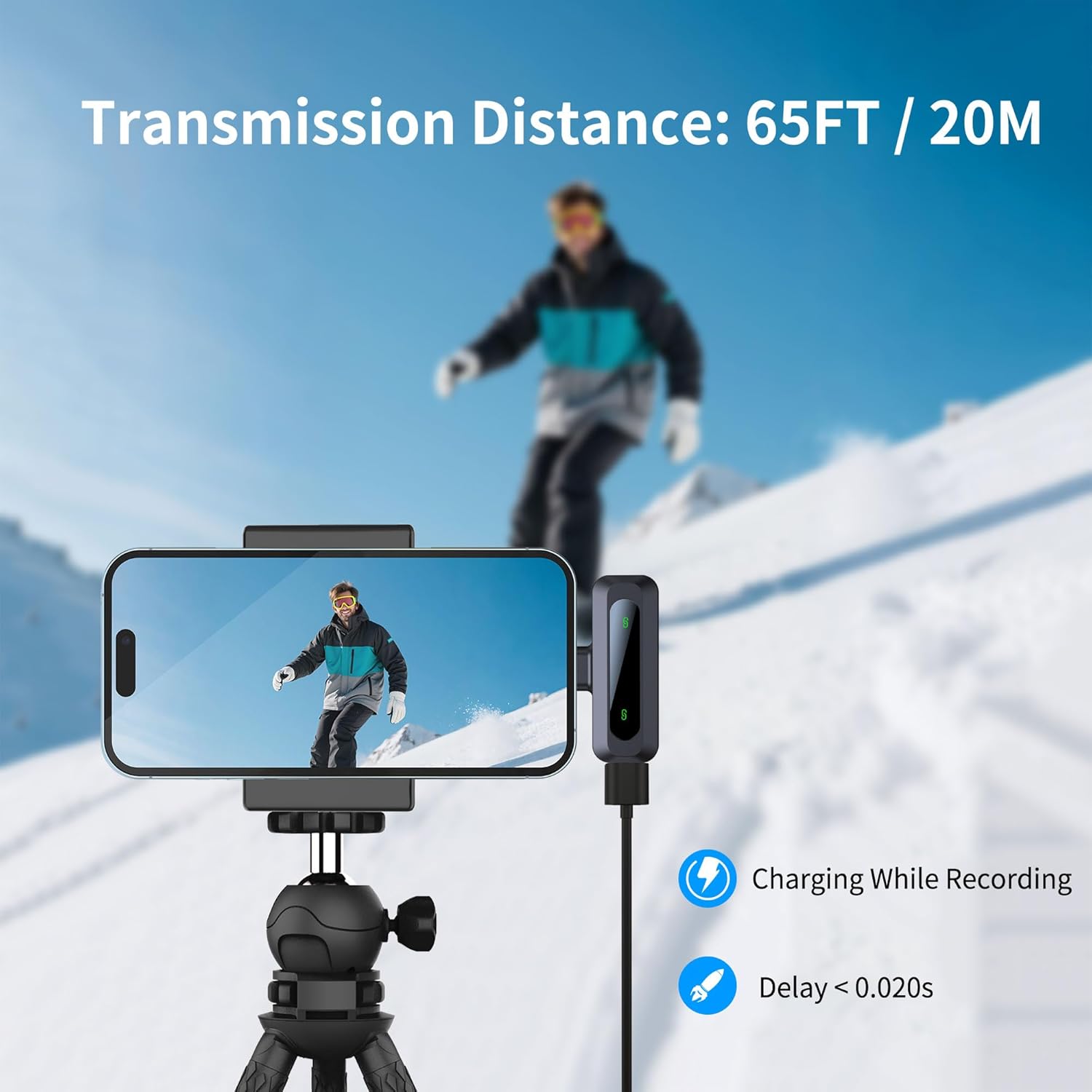Wireless Mini Microphone for iPhone 15/16/17, iPad, Android, Wireless Lavalier Microphone with Noise Reduction, Portable USB C Lapel Mic for Video Recording, Vlog, Tiktok, YouTube