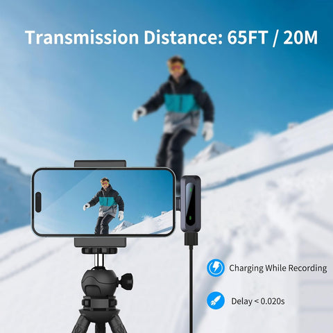 Wireless Mini Microphone for iPhone 15/16/17, iPad, Android, Wireless Lavalier Microphone with Noise Reduction, Portable USB C Lapel Mic for Video Recording, Vlog, Tiktok, YouTube