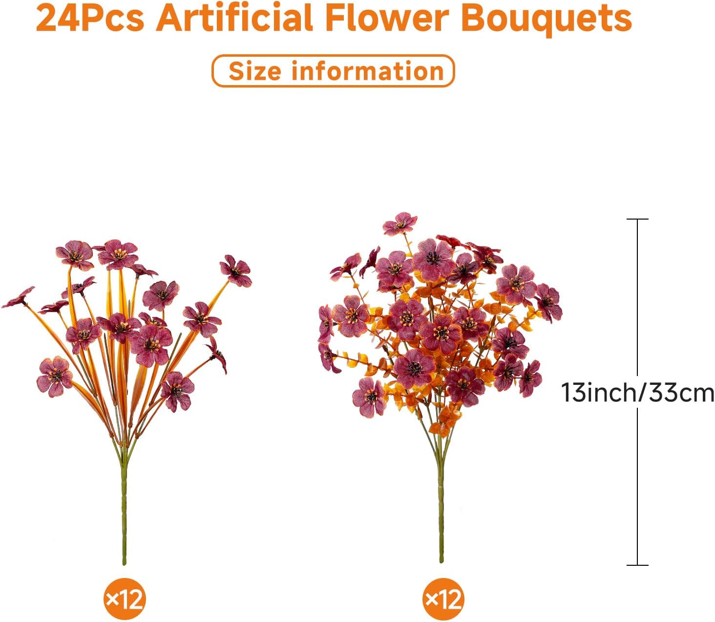 Alupssuc 24 Bundles Artificial Fall Flowers, UV Resistant Faux Mums Porch