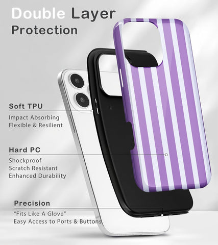 for iPhone 16 Pro Max Cute Striped Phone Case, Purple