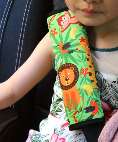 YR Seat Belt Cover for Kids, Soft Comfort Seat Belt Cushion for Children, Cute Cartoon Pattern Car Seat Belt Pads Cover for Girls and Boys, 1 Pack, Jungle