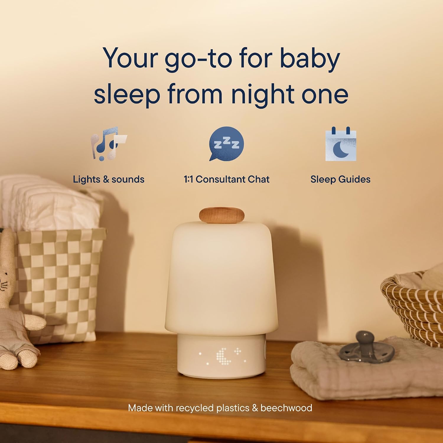 Hatch Baby Sound Machine & Night Light Routine Builder (Beechwood)