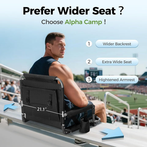 ALPHA CAMP Extra Wide Padded Stadium Seats for Bleachers with Back Support
