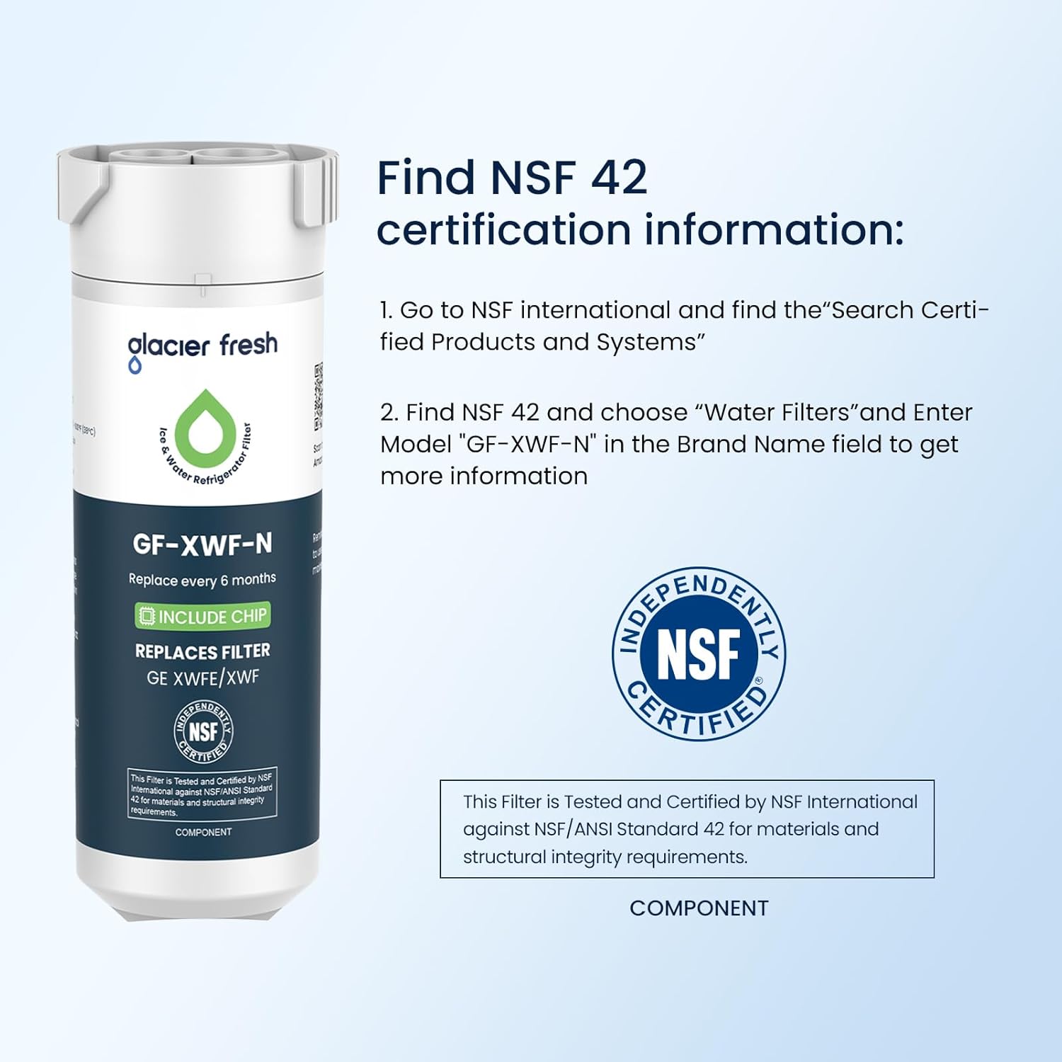 GLACIER FRESH XWFE (Built-in CHIP) Refrigerator Water Filter 2-Pack