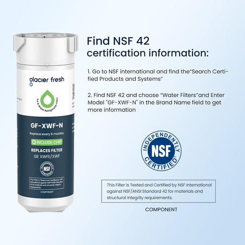 GLACIER FRESH XWFE (Built-in CHIP) Refrigerator Water Filter 2-Pack