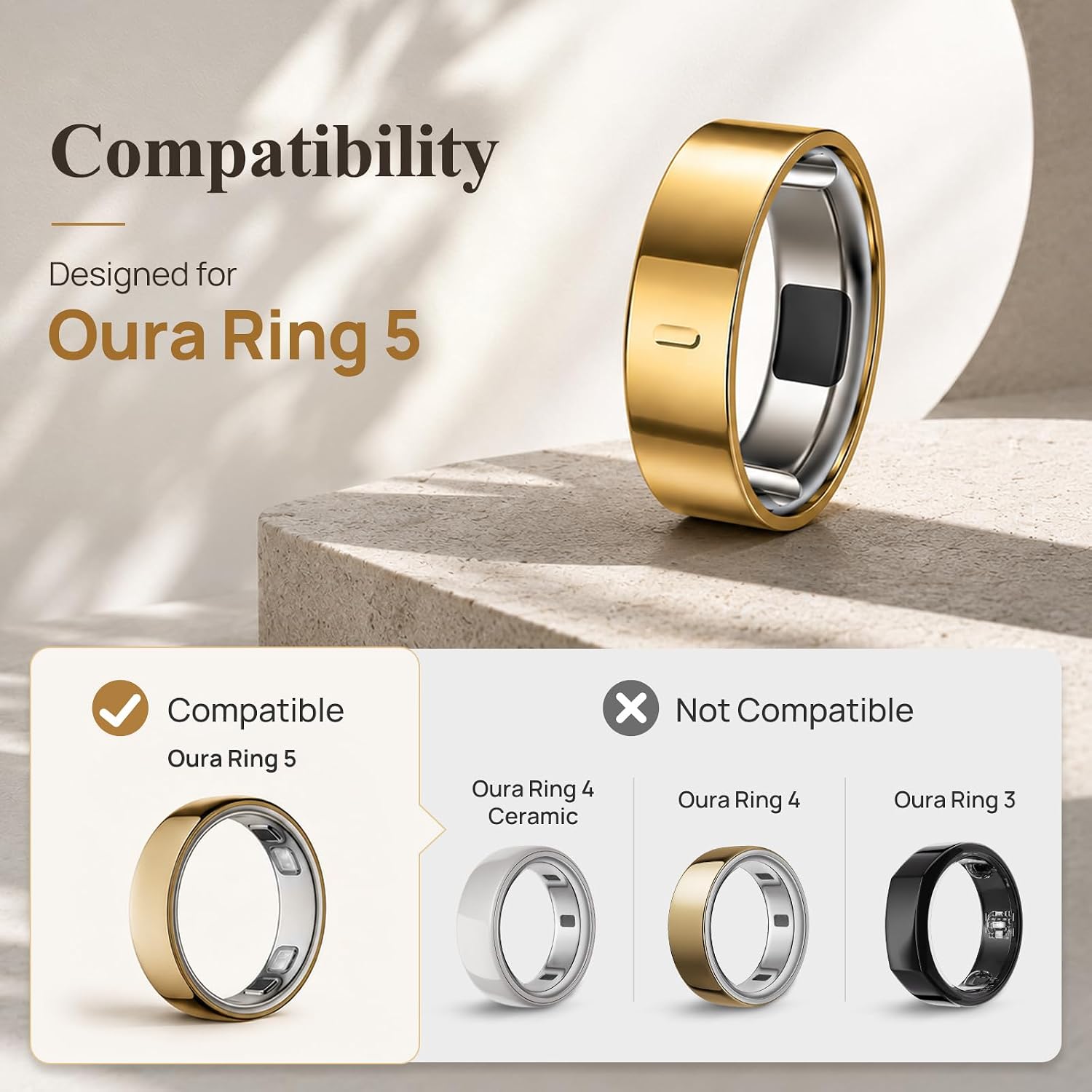 3 Pack Ring Cover Compatible with Oura Ring 5, 0.5mm Ultra-Thin