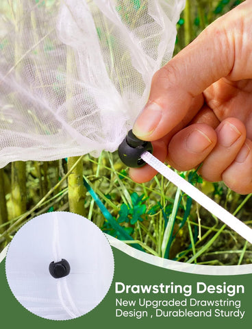 Bird Netting for Garden Protection - 4 Pack Garden Netting Pest Barrier with Drawstring,Mosquito Net Tomato Protective Cover Garden Plant Netting for Blueberry Bushes (5Ft x 4Ft+3.2FT x 2.7FT/4PACK)