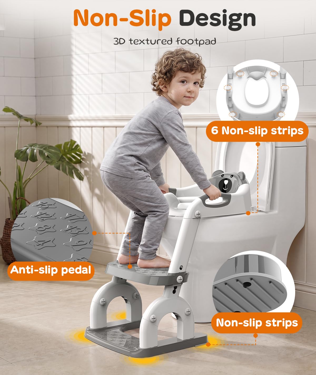 Potty Training Toilet with Step Stool: 8 Heights for Toddler 2-in-1