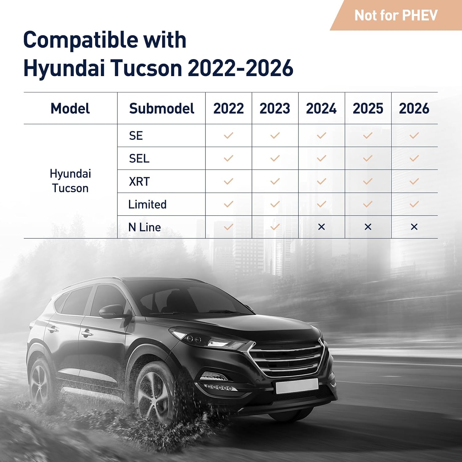 for 2022-2025 2026 Hyundai Tucson Floor Mats (Gas Models Only)
