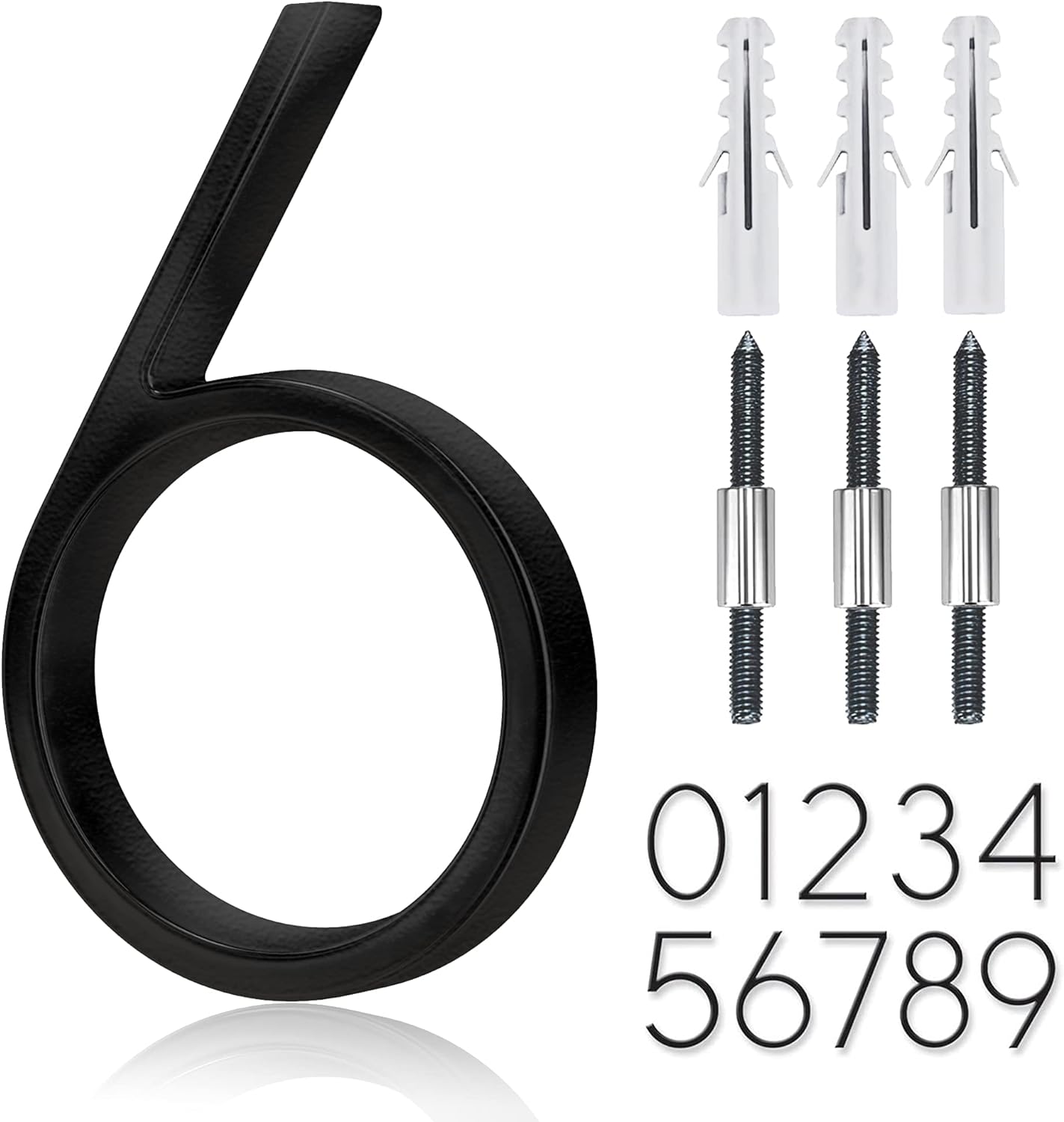 5" Stainless Steel Floating House Number, Metal Modern House Numbers (6)