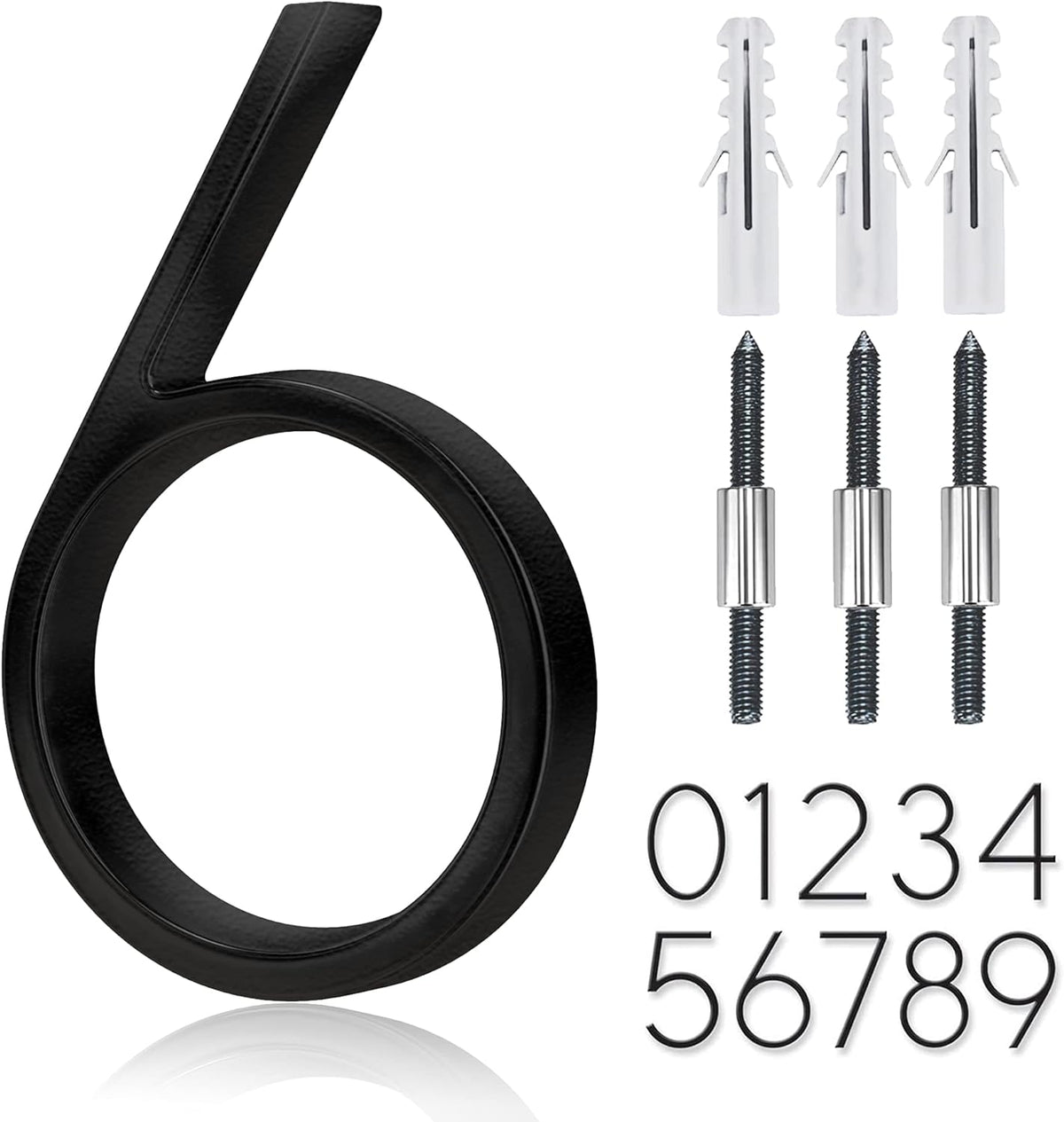 5" Stainless Steel Floating House Number, Metal Modern House Numbers (6)