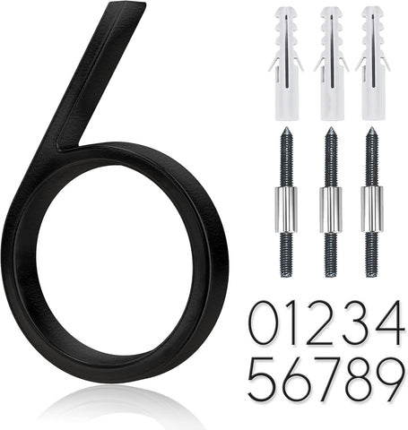 5" Stainless Steel Floating House Number, Metal Modern House Numbers (6)