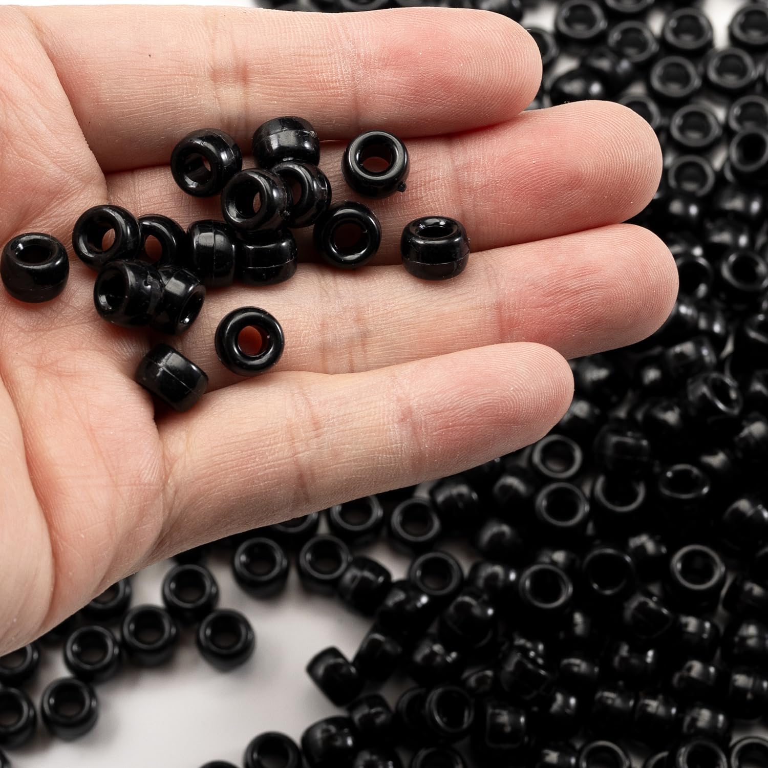 1000Pcs Black Large Hole Hair Kandi Pony Beads Bulk for Bracelet Making Kit