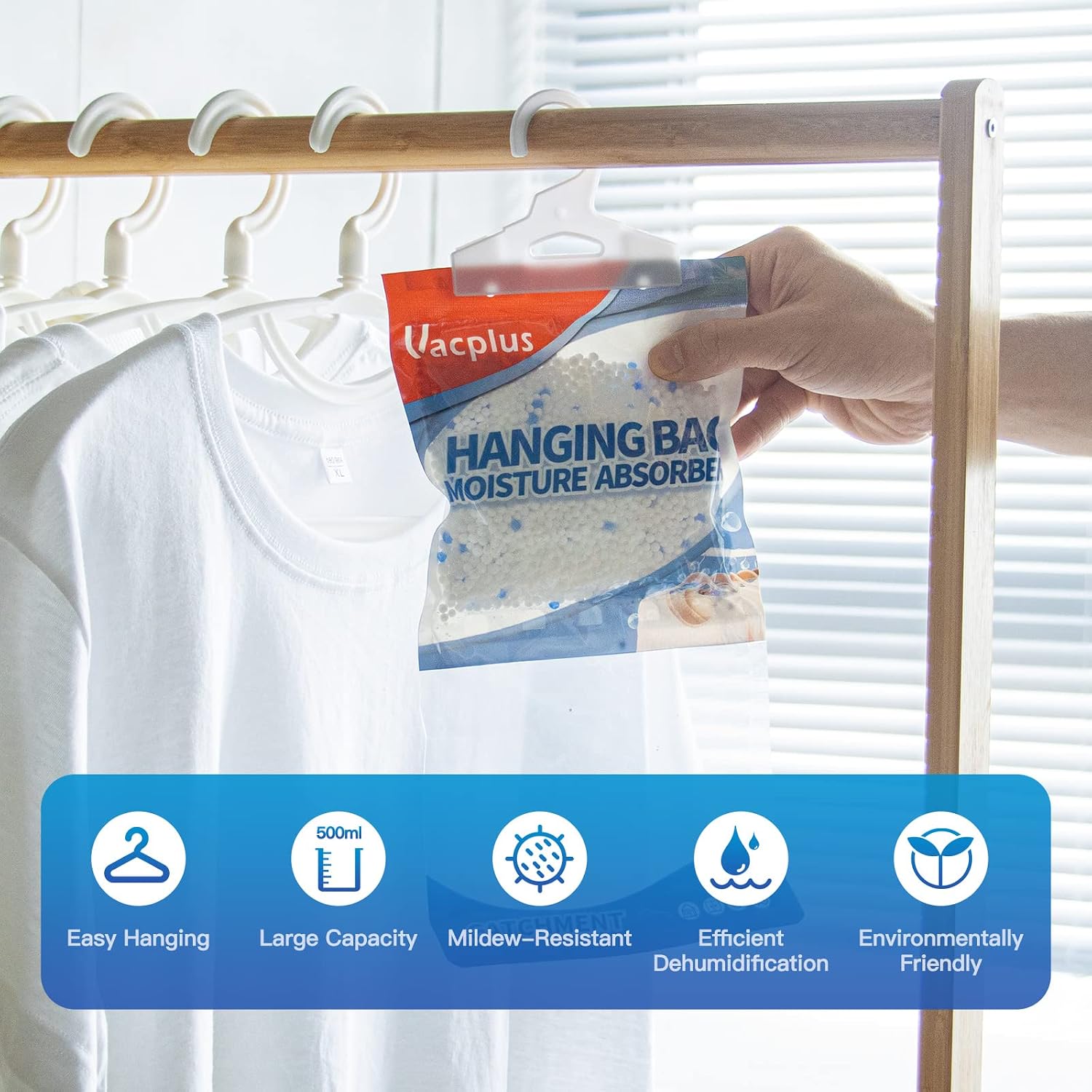 Vacplus Moisture Absorber, 9.8 OZ Hanging, Strong Absorption, Linen Scent