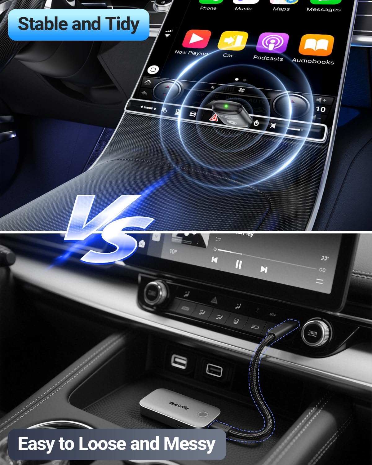 Wireless CarPlay Adapter for iPhone 2026 Upgraded(Black)