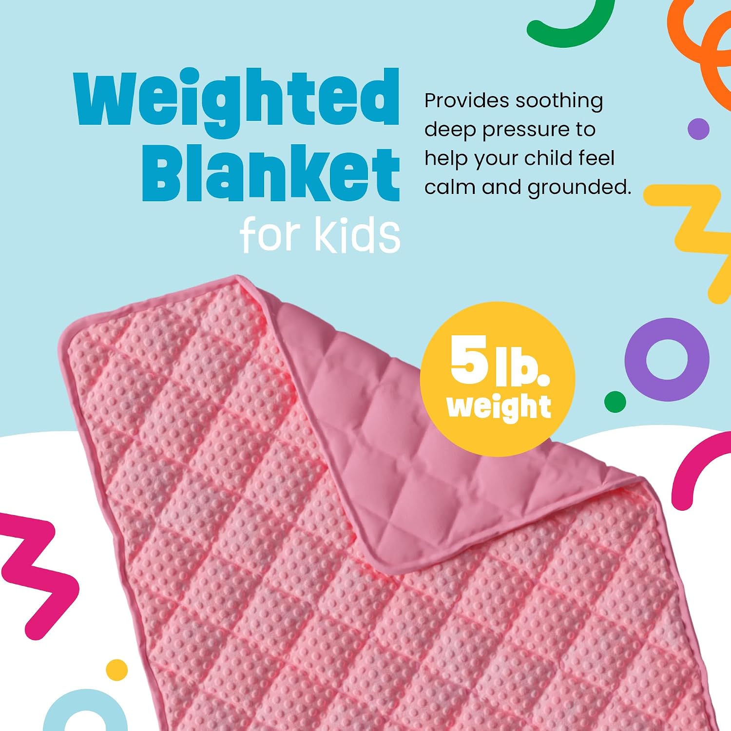 5lb Child's Weighted Blanket - Kids Weighted Blanket 5 Pounds (36" x 48") - Cute Dotted Texture Sensory Blanket - 5 lbs Weight Blanket for Kids Ages 4 to 7 - Machine Washable, Travel Friendly (Pink)