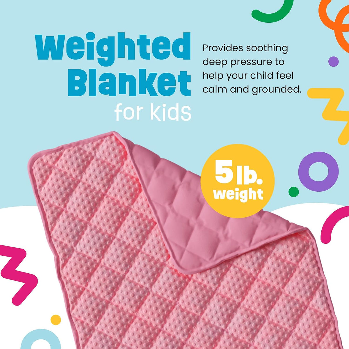 5lb Child's Weighted Blanket - Kids Weighted Blanket 5 Pounds (36" x 48") - Cute Dotted Texture Sensory Blanket - 5 lbs Weight Blanket for Kids Ages 4 to 7 - Machine Washable, Travel Friendly (Pink)