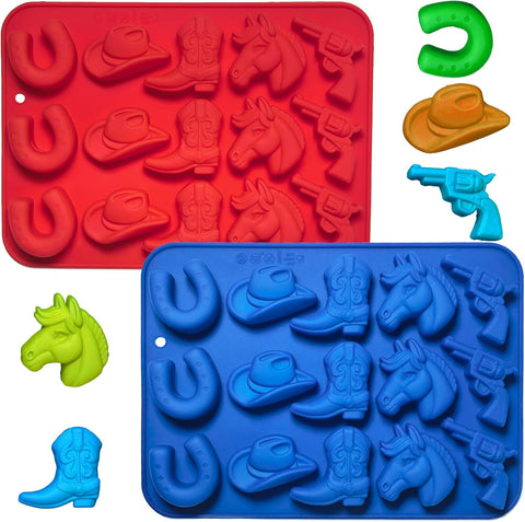 Dinosaur Silicone Gummy Candy Molds - 2Pcs 8-Cavity Soap Dinosaur Molds Shaped with T-rex, Stegosaurus, Triceratops, Brontosaurus, Non-stick and Bpa Free for Chocolate, Soaps, Crayons, Ice Cubes