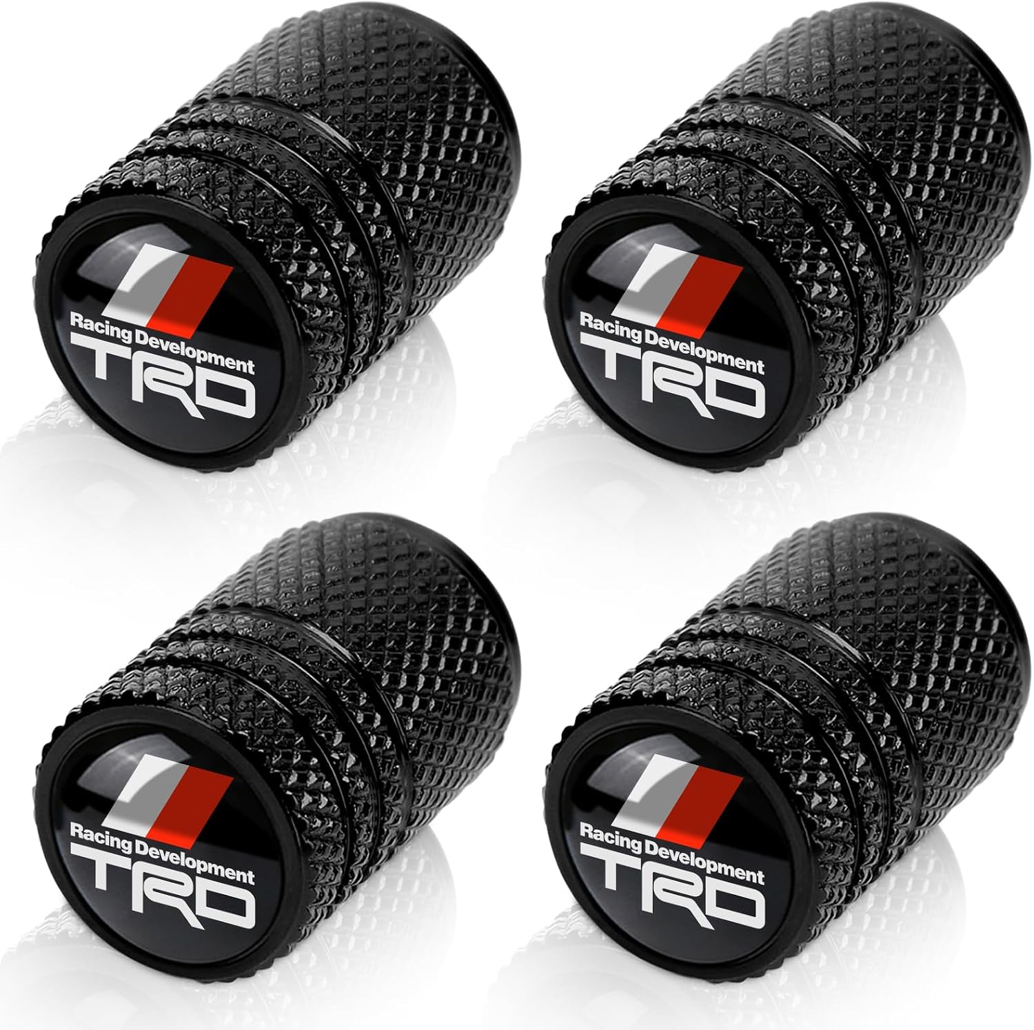 4pcs Tire Valve Stem Caps, Compatible with Toyota TRD Sequoia Tundra Tacoma 4Runner Trucks Series Stem Cap Universal Car Air Cover Car Accessories for Cars, SUV, Truck, Motorcycles Black