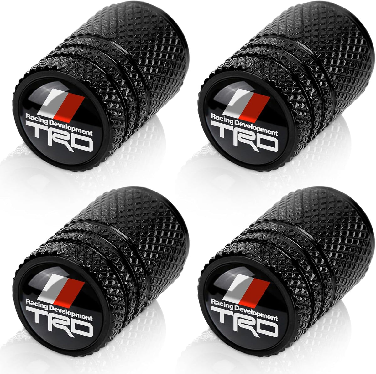 4pcs Tire Valve Stem Caps, Compatible with Toyota TRD Sequoia Tundra Tacoma 4Runner Trucks Series Stem Cap Universal Car Air Cover Car Accessories for Cars, SUV, Truck, Motorcycles Black
