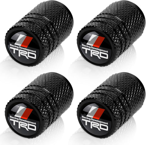 4pcs Tire Valve Stem Caps, Compatible with Toyota TRD Sequoia Tundra Tacoma 4Runner Trucks Series Stem Cap Universal Car Air Cover Car Accessories for Cars, SUV, Truck, Motorcycles Black