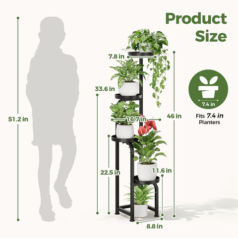 Bamworld Tall Plant Stand Indoor Outdoor Corner Metal Flower Pot Stands