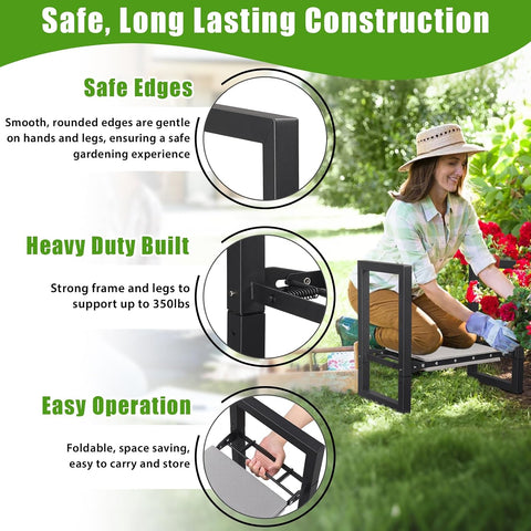 Garden Kneeler and Seat, 12.7" Wide Folding Heavy Duty Gardening Bench with Handles for Kneeling and Seat, Multifunctional Kneeler Stool for Women Seniors,Relieve Knee Back Pain,Gardening Tools Gifts