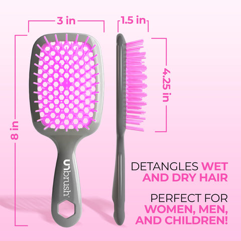 FHI HEAT Unbrush Wet & Dry Vented Detangling Hair Brush, Lavender/Grey