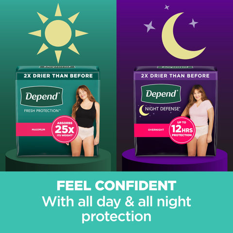 Depend Fresh Protection Adult Incontinence & Postpartum Bladder Leak Underwear for Women, Disposable, Maximum, Large, Blush, 72 Count (2 Packs of 36), Packaging May Vary