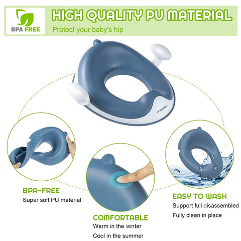 ANGELBLISS Potty Training Toilet Seat with Cushion, Handles, Splash Guard