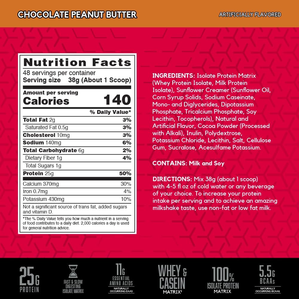 BSN SYNTHA-6 Isolate Protein Powder, Chocolate Peanut Butter, 48 Servings