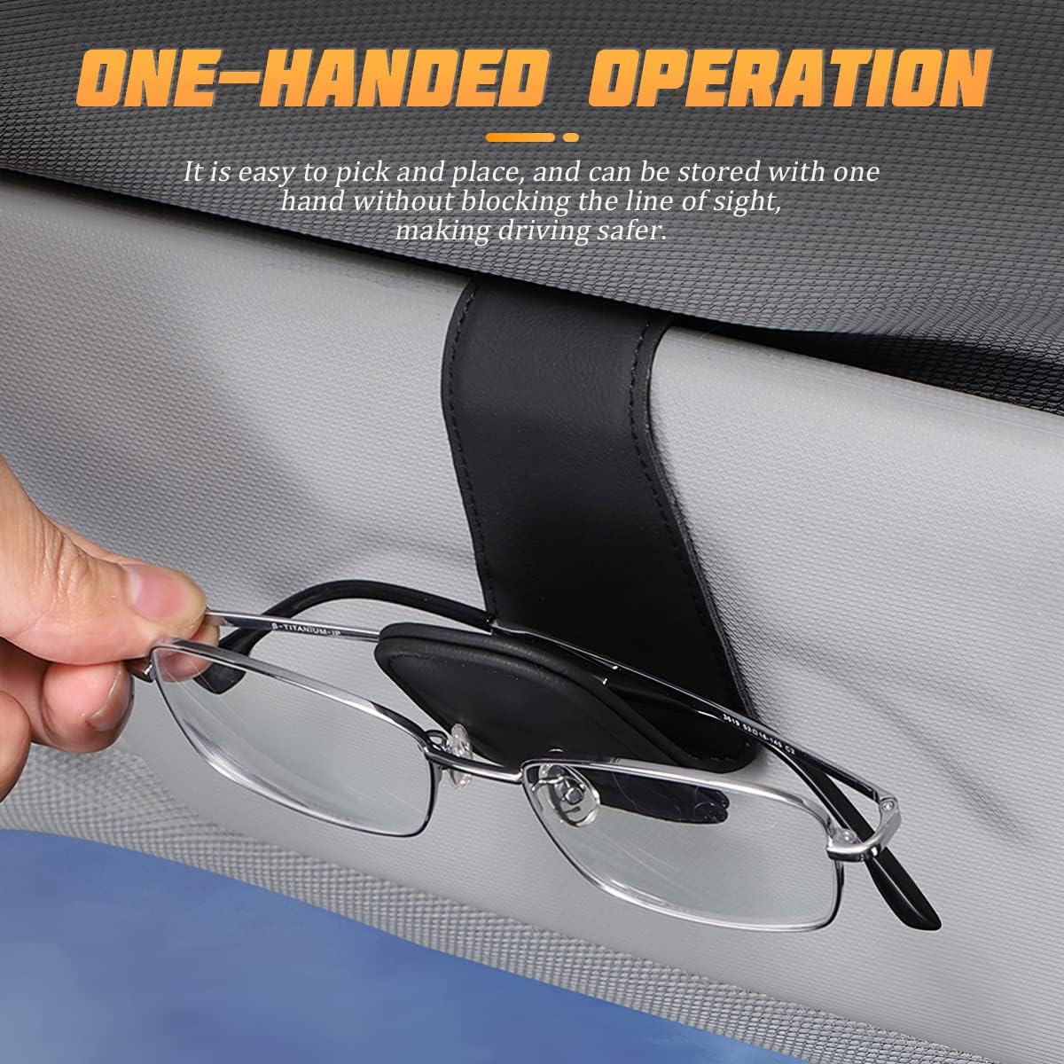 AICEL Sunglasses Holders for Car Sun Visor, Leather Magnetic Clip, Brown