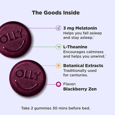 OLLY Sleep Support Gummy Supplement,* 3 mg Melatonin - 120 Count Pouch