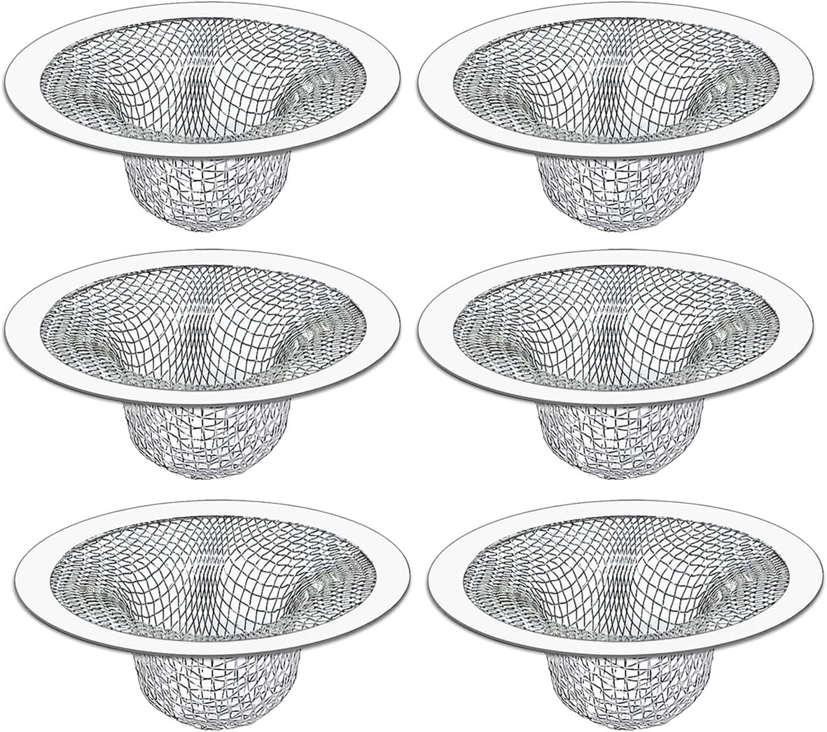 Seatery 2.75" Top / 1.0" Basket Bathtub Drain Strainers, Bathroom Sink Strainers, Shower Drain Hair Catcher, Drain Strainer for Laundry, Mop Pool, Utility, Slop, RV Sink, Stainless Steel, Pack-6