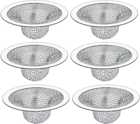 Seatery 2.75" Top / 1.0" Basket Bathtub Drain Strainers, Bathroom Sink Strainers, Shower Drain Hair Catcher, Drain Strainer for Laundry, Mop Pool, Utility, Slop, RV Sink, Stainless Steel, Pack-6