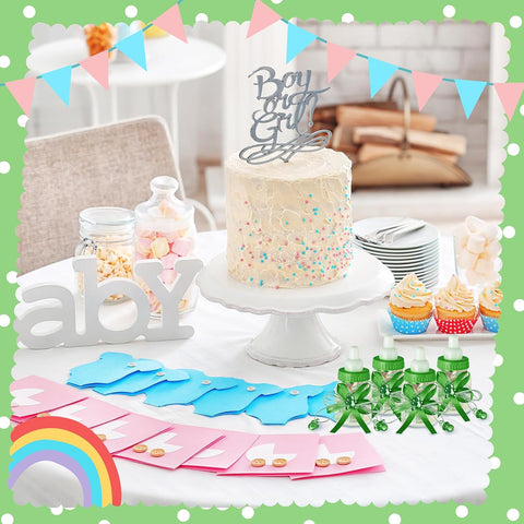 Nuenen 48 Pcs Baby Shower Milk Bottles with Ribbon Plastic Bear Candy Bottles Baby Shower Favors Gender Reveal Wedding Birthday Party Decorations(Green)