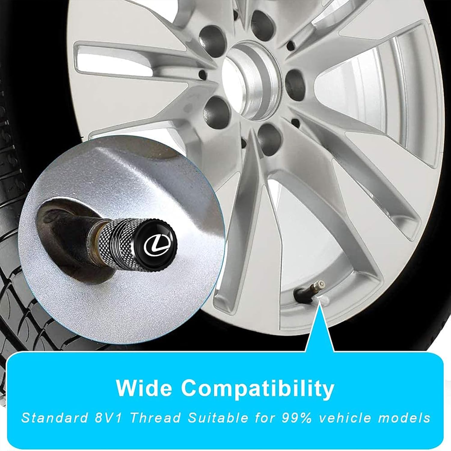 Tire Valve Stem Cap Cover for Lexus RX ES GS LS NX RS GX LX RC LC RX350 is250 GX460 Belt O-Ring Seal Corrosion Resistant tire Valve caps 4 Pack Black